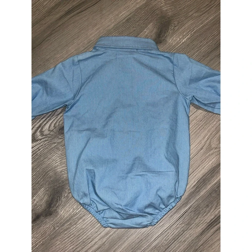SHEA BABY DENIM FRINGE‎ PEARL SNAP ONE PIECE Size 3-6 Months Cowgirl Western